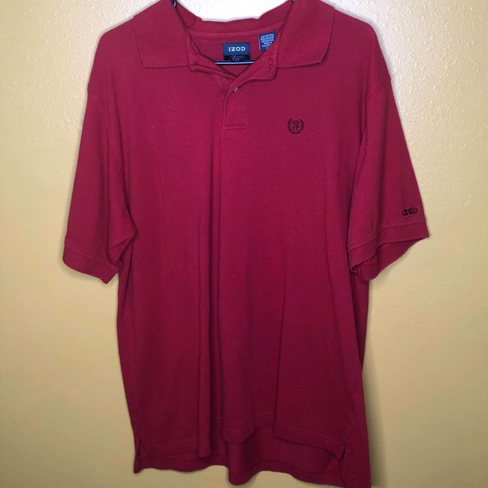 Izod Red Silk Wash Polo Shirt, XL